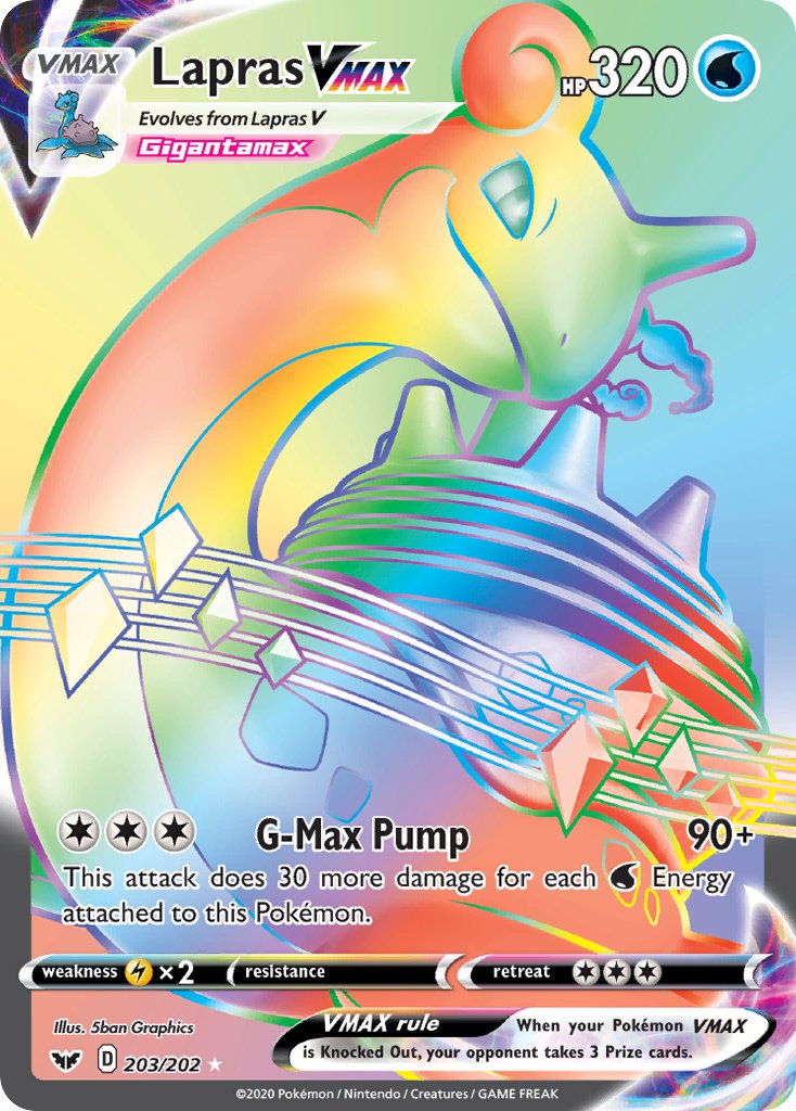 Lapras VMAX⁣ - Sword & Shield⁣ (Secret Rare)⁣ [203] English / Near Mint / Normal