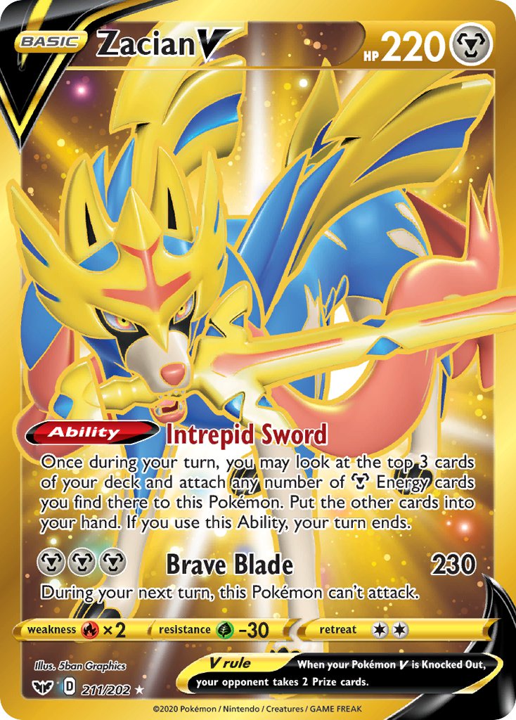 Zacian V⁣ - Sword & Shield⁣ (Secret Rare)⁣ [211] English / Good / Normal