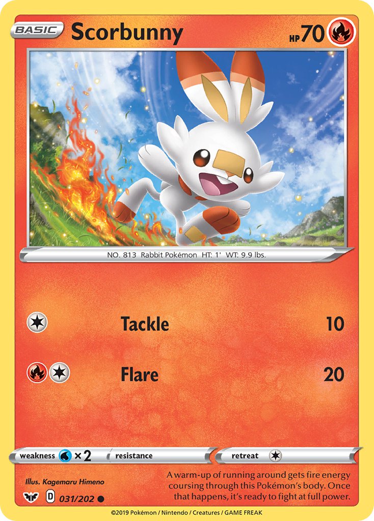 Scorbunny⁣ - Sword & Shield⁣ (Common)⁣ [31] English / Good / Reverse-Holo Normal