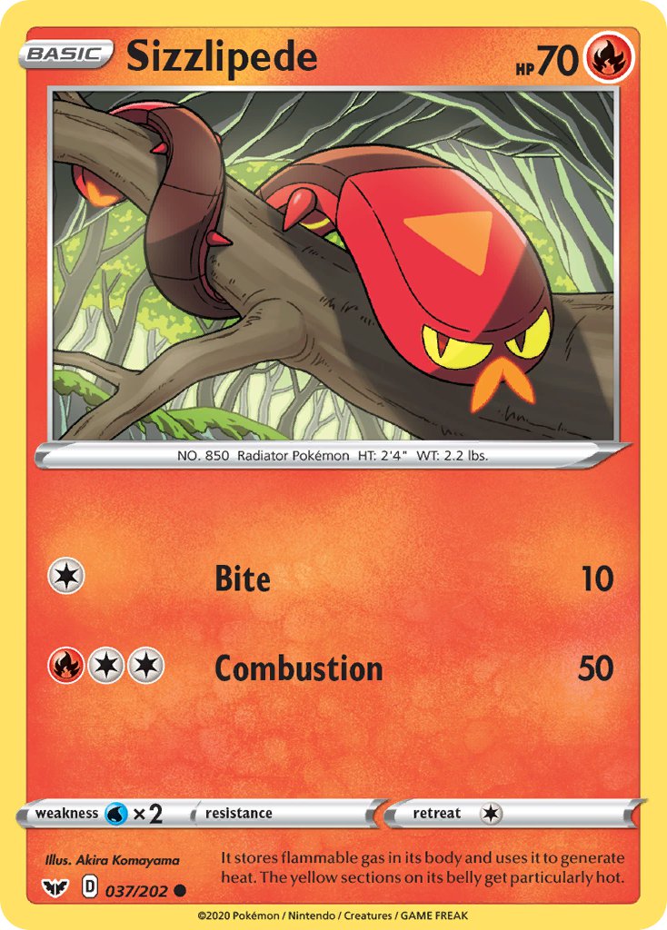 Sizzlipede⁣ - Sword & Shield⁣ (Common)⁣ [37] English / Near Mint / Reverse-Holo Normal