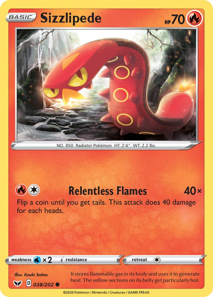 Sizzlipede⁣ - Sword & Shield⁣ (Common)⁣ [38] English / Near Mint / Reverse-Holo Normal