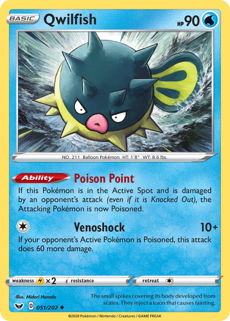 Qwilfish⁣ - Sword & Shield⁣ (Uncommon)⁣ [51] English / Near Mint / Reverse-Holo Normal