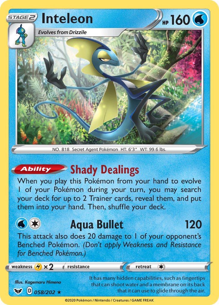 Inteleon⁣ - Sword & Shield⁣ (Holo Rare)⁣ [58] English / Near Mint / Normal