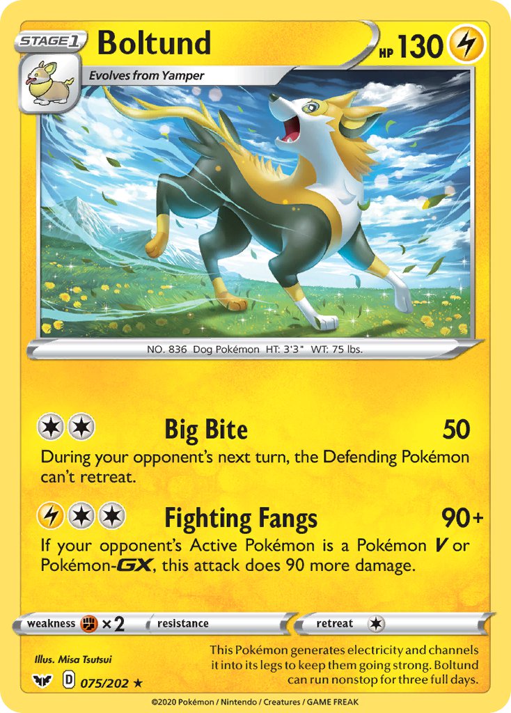 Boltund⁣ - Sword & Shield⁣ (Holo Rare)⁣ [75] English / Near Mint / Normal