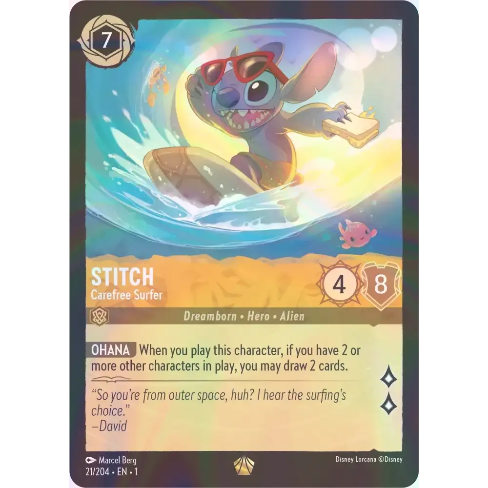 Stitch - Carefree Surfer - Foil (Legendary) - 21/204