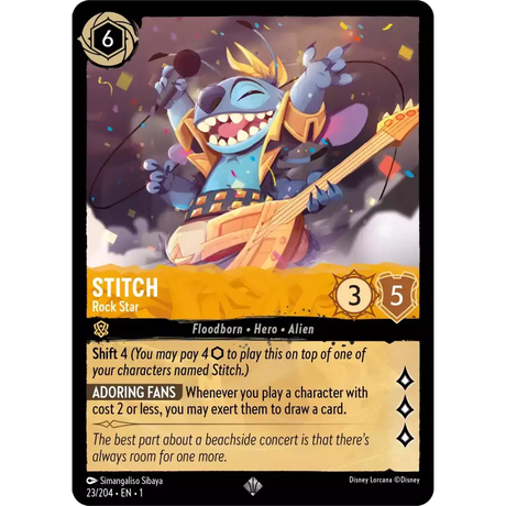 Stitch - Rock Star (Super Rare) - 23/204 - Disney Lorcana