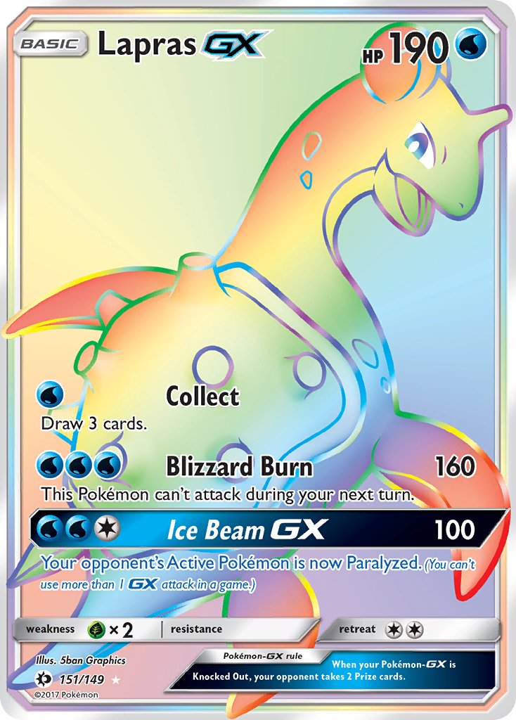Lapras GX - Sun & Moon (Secret Rare) [SUM-151] English / Near Mint / Normal