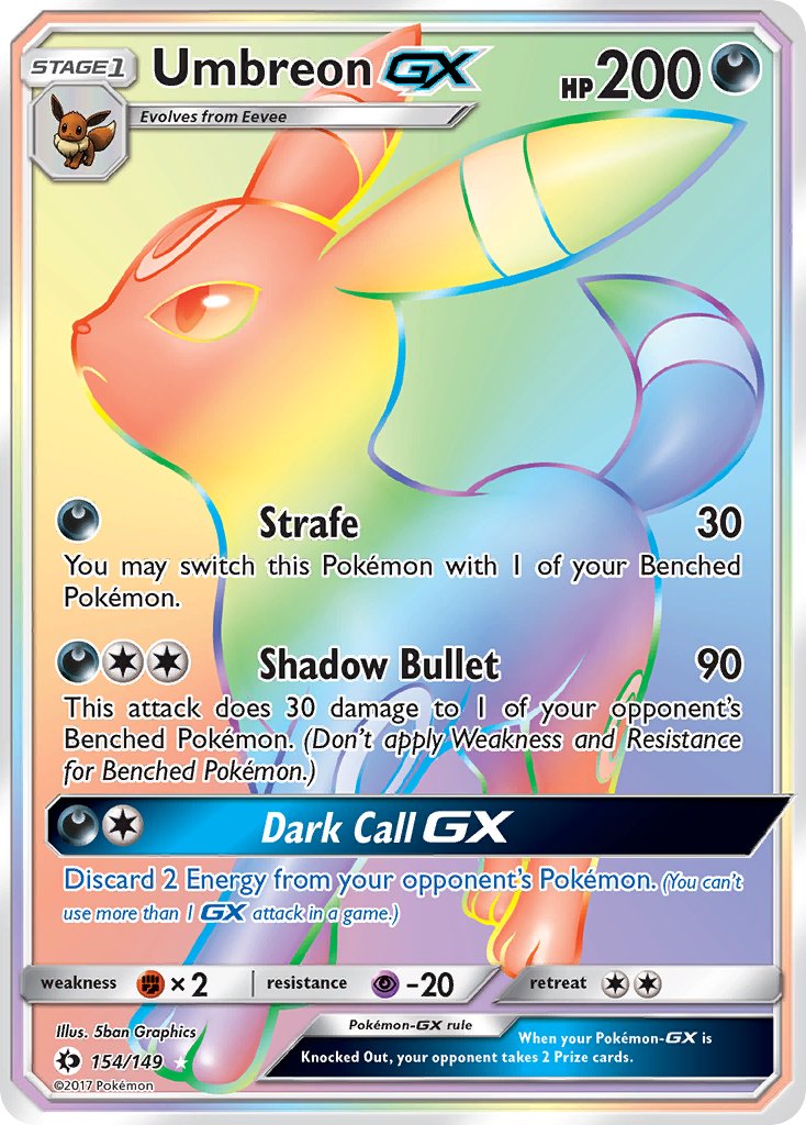 Umbreon GX - Sun & Moon (Secret Rare) [SUM-154] English / Near Mint / Normal