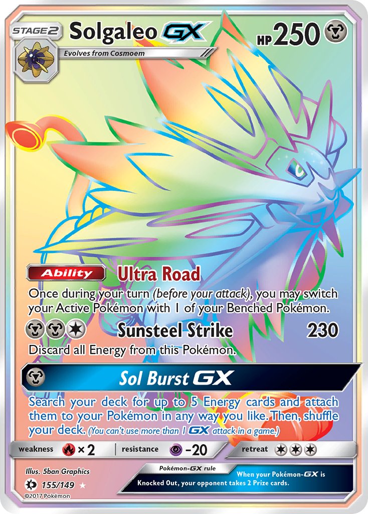 Solgaleo GX - Sun & Moon (Secret Rare) [SUM-155] English / Near Mint / Normal
