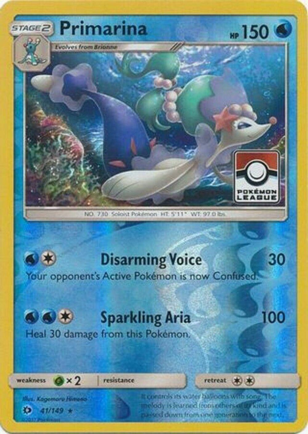 Primarina Sun og Moon Pokemon League Stamp SUM-41 Kortspil