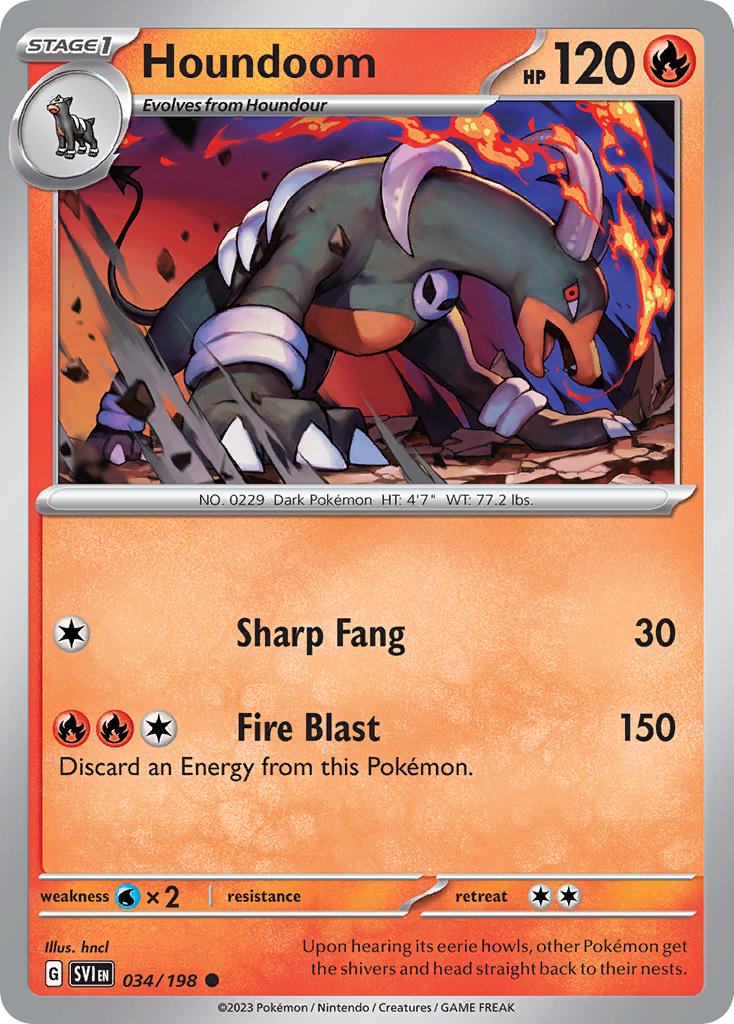 Houndoom⁣ - Scarlet & Violet⁣ (Common)⁣ [034] English / Near Mint / Reverse-Holo Normal