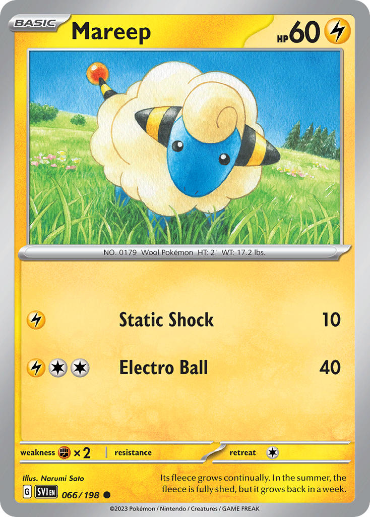 Mareep⁣ - Scarlet & Violet⁣ (Common)⁣ [066] English / Near Mint / Reverse-Holo Normal
