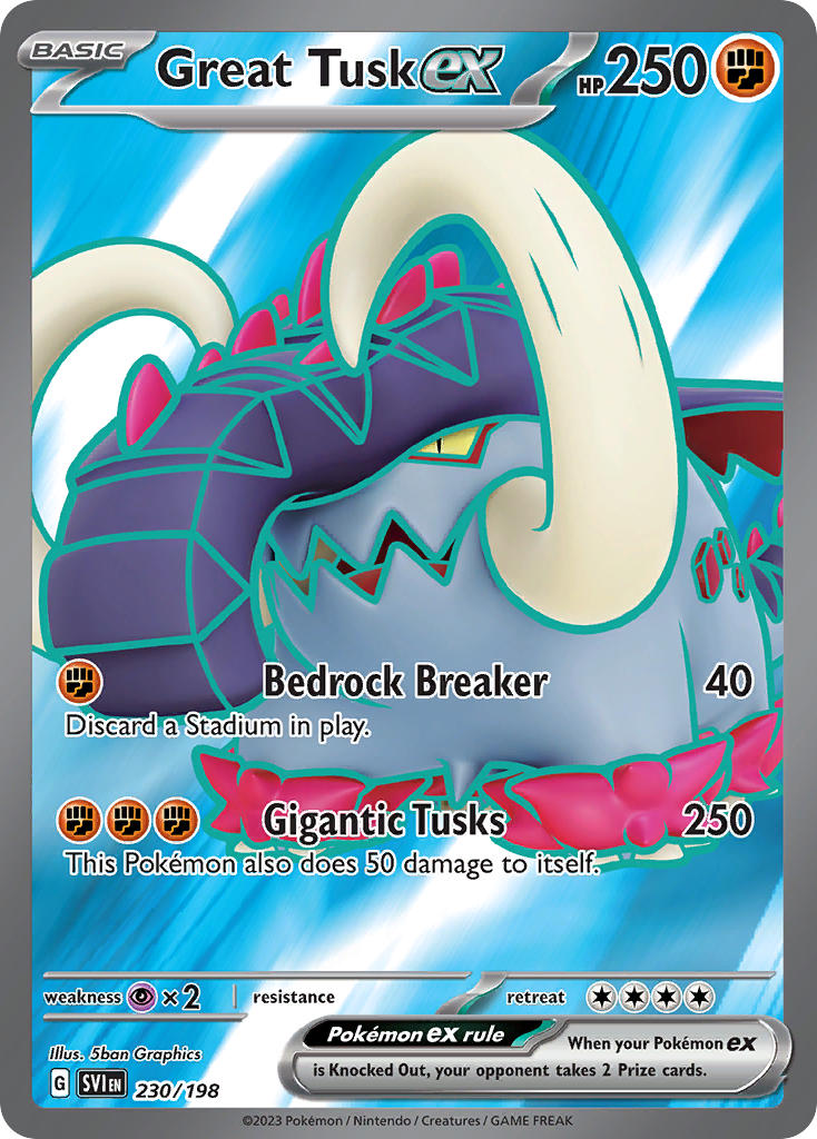 Great Tusk ex⁣ - Scarlet & Violet⁣ (Ultra Rare)⁣ [230] English / Near Mint / Normal