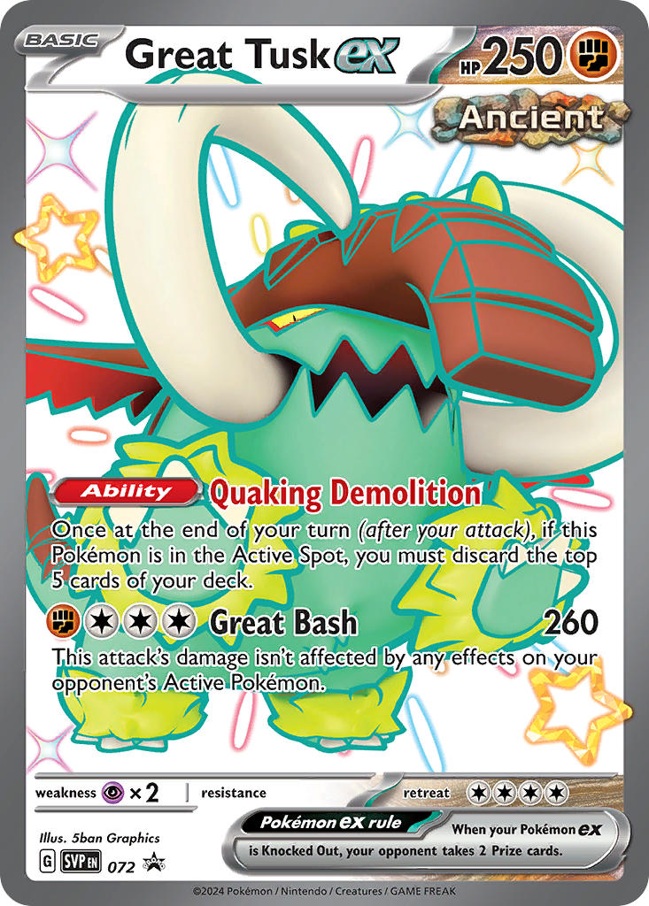 Great Tusk ex⁣ - SV Black Star Promos⁣ (Promo)⁣ [072] English / Light Played / Normal