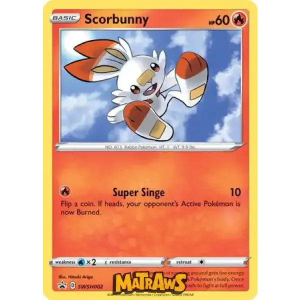 (SWSH002) Scorbunny - Promo Enkeltkort SWSH Promos 