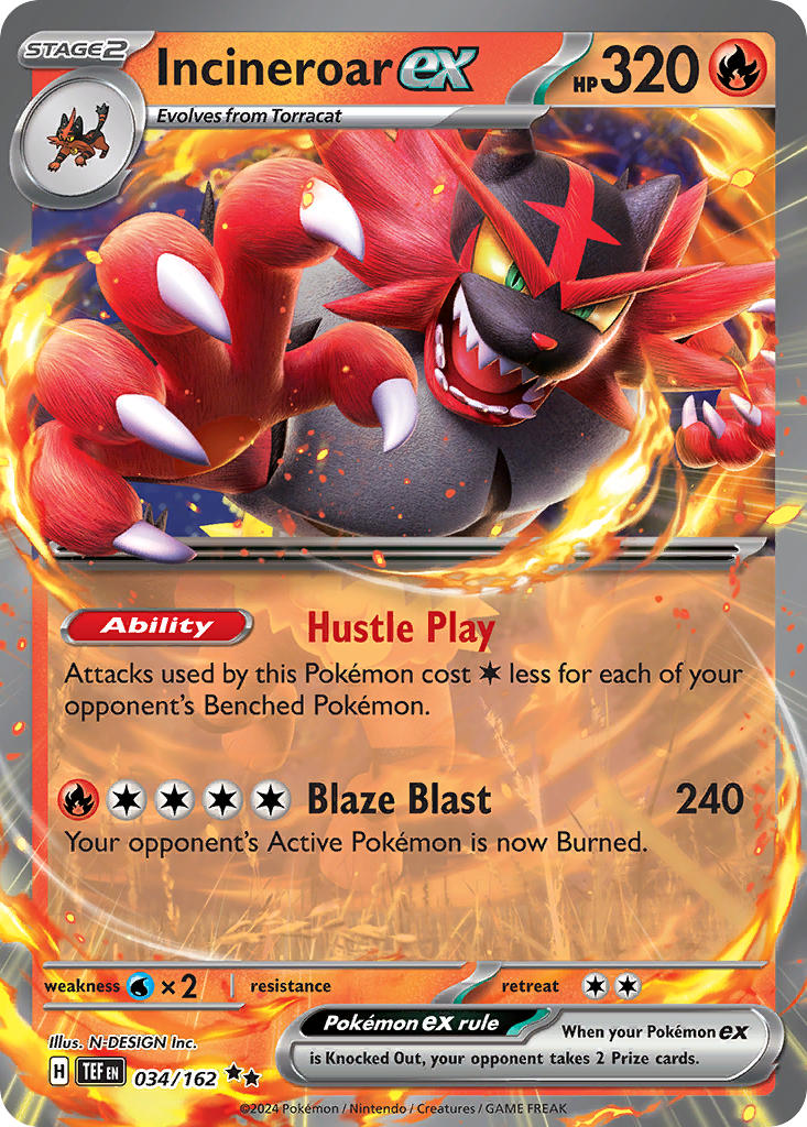 Incineroar ex⁣ - Temporal Forces⁣ (Double Rare)⁣ [034] English / Near Mint / Normal