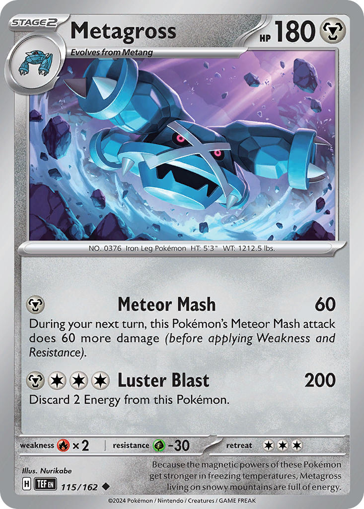 Metagross⁣ - Temporal Forces⁣ (Uncommon)⁣ [115] English / Near Mint / Reverse-Holo Normal