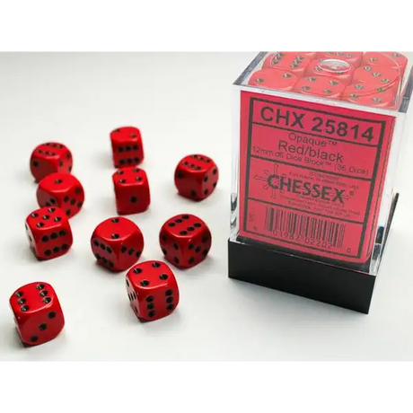 Terningesæt - 36 stk. 12mm D6 - Rød m. Sort Dice Sets & Games Chessex 