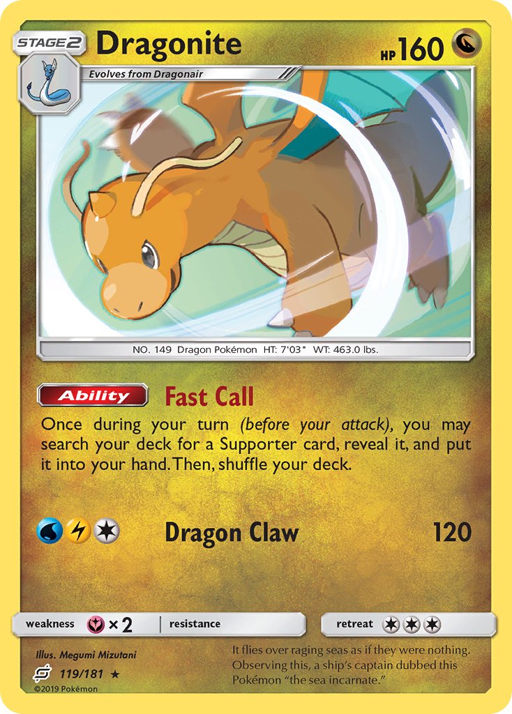 Dragonite⁣ - Team Up⁣ (Holo Rare)⁣ [119] English / Excellent / Reverse-Holo Normal