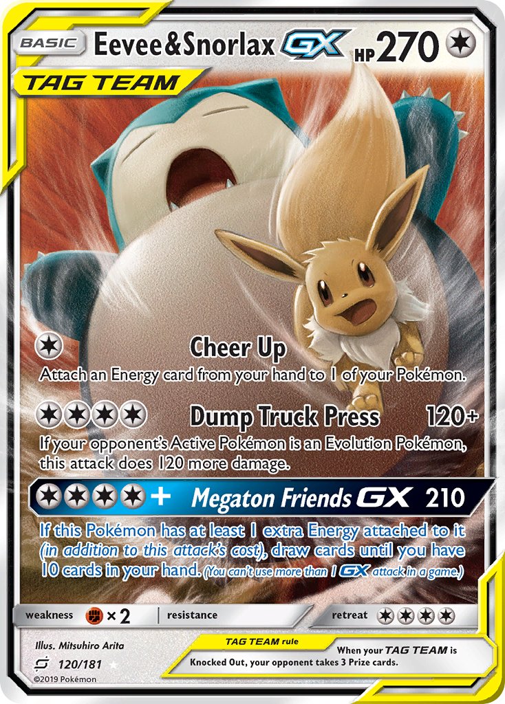 Eevee & Snorlax GX⁣ - Team Up⁣ (Ultra Rare)⁣ [120] English / Near Mint / Normal