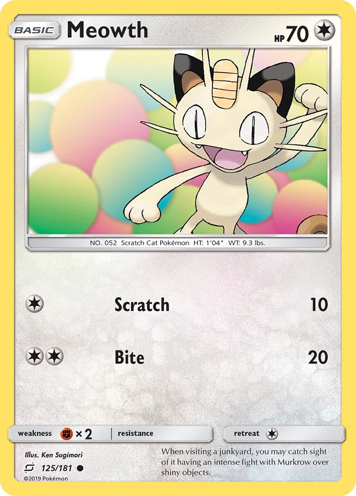 Meowth⁣ - Team Up⁣ (Common)⁣ [125] English / Excellent / Normal
