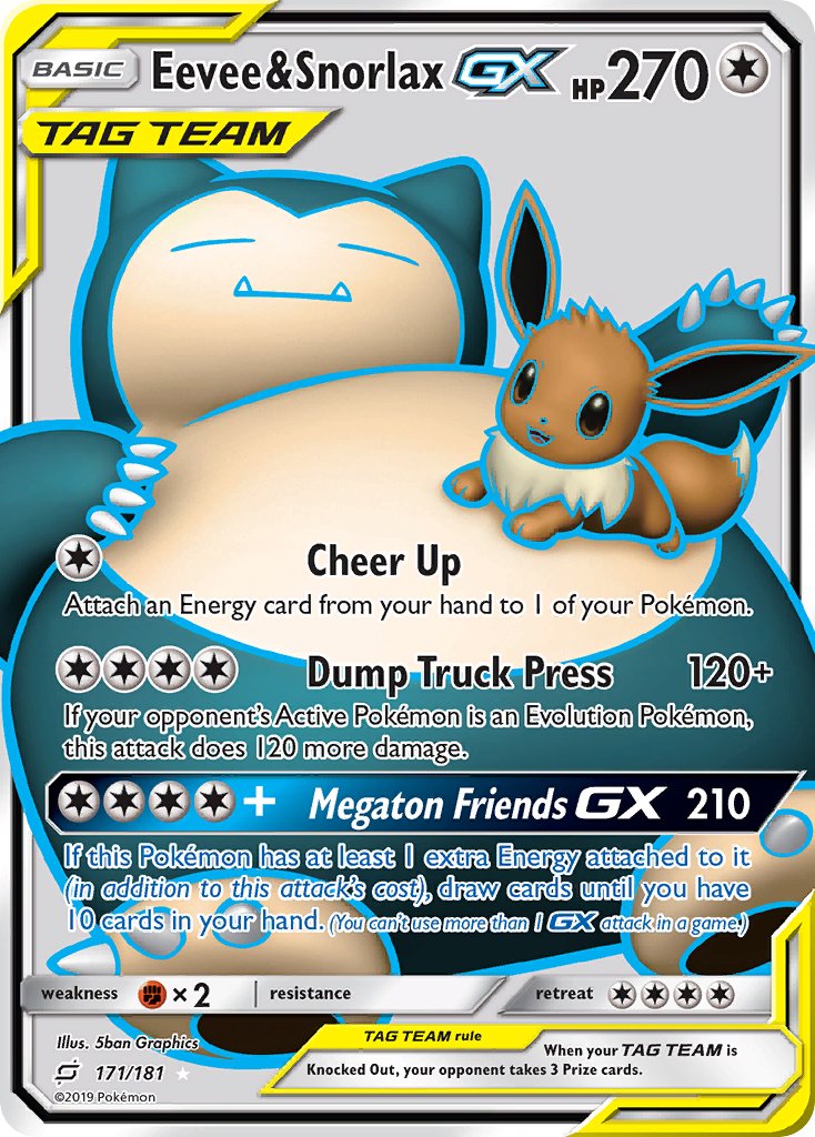 Eevee & Snorlax GX⁣ - Team Up⁣ (Ultra Rare)⁣ [171] English / Near Mint / Normal
