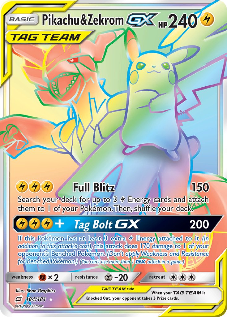 Pikachu & Zekrom GX⁣ - Team Up⁣ (Secret Rare)⁣ [184] English / Near Mint / Normal