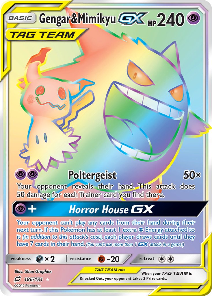 Gengar & Mimikyu GX⁣ - Team Up⁣ (Secret Rare)⁣ [186] English / Near Mint / Normal