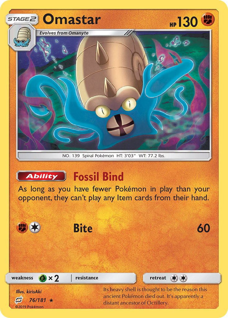 Omastar⁣ - Team Up⁣ (Holo Rare)⁣ [76] English / Near Mint / Reverse-Holo Normal