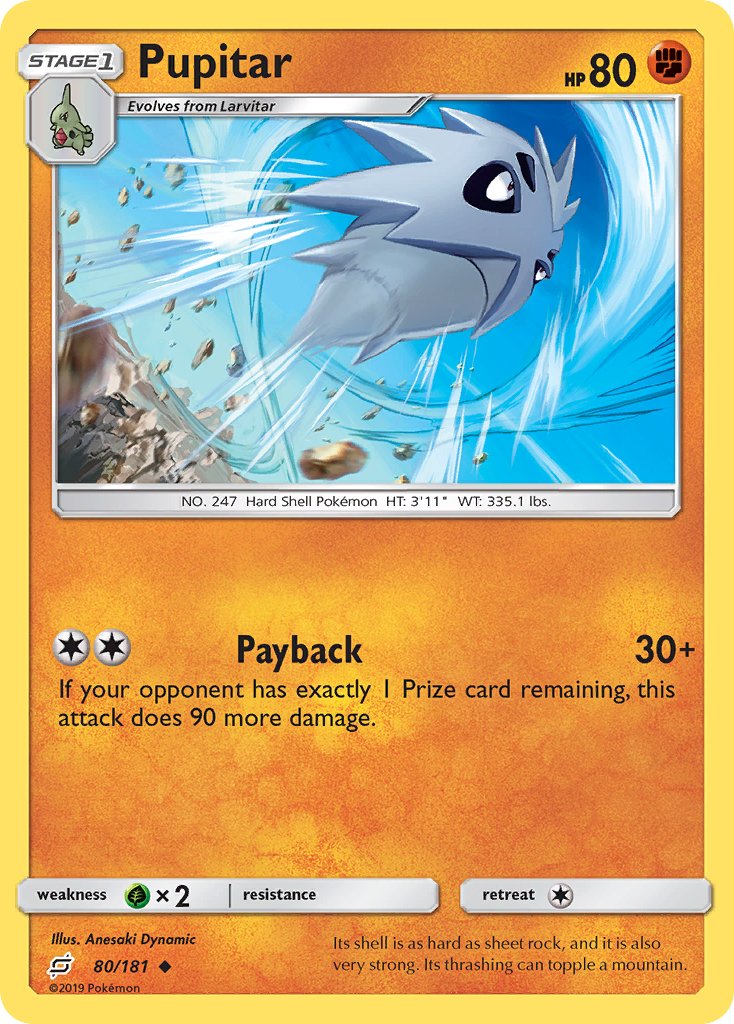 Pupitar⁣ - Team Up⁣ (Uncommon)⁣ [80] English / Near Mint / Reverse-Holo Normal