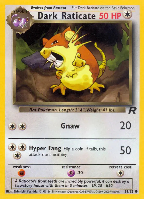 Dark Raticate⁣ - Team Rocket⁣ (Common)⁣ [51] English / Near Mint / 1st-Edition