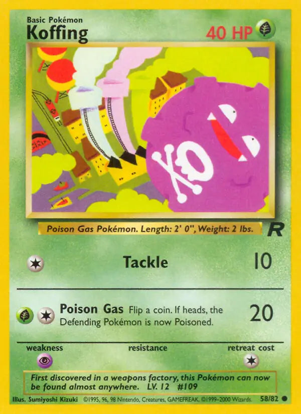 Koffing⁣ - Team Rocket⁣ (Common)⁣ [58] English / Near Mint / 1st-Edition