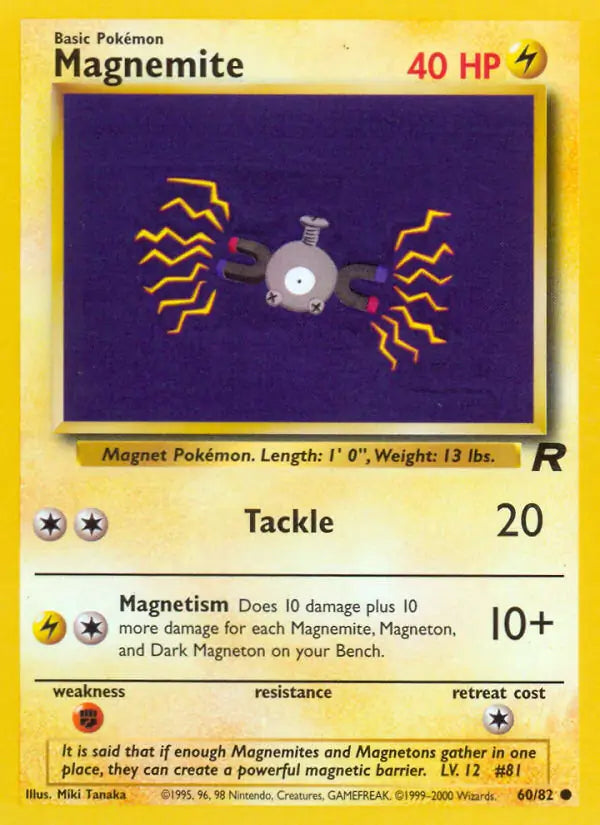 Magnemite⁣ - Team Rocket⁣ (Common)⁣ [60] English / Near Mint / 1st-Edition