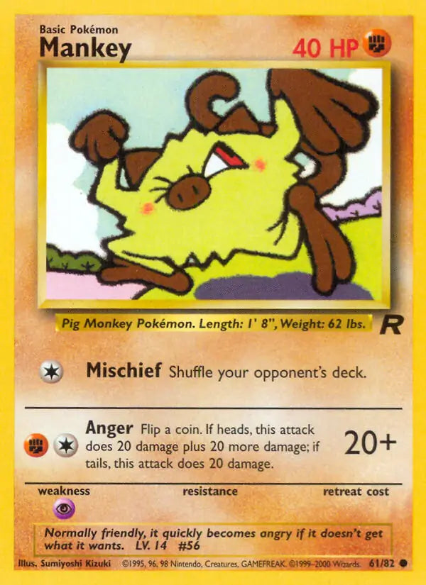 Mankey⁣ - Team Rocket⁣ (Common)⁣ [61] English / Light Played / Normal