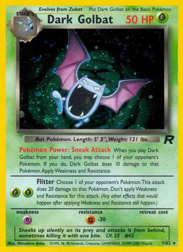 Dark Golbat Team Rocket Holo Rare TR-7 Kortspil