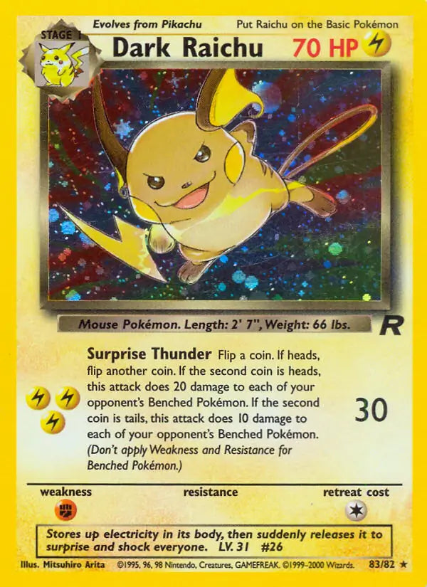 Dark Raichu⁣ - Team Rocket⁣ (Holo Rare)⁣ [83] English / Poor / Normal