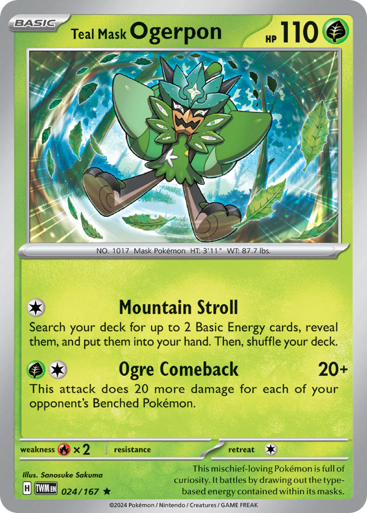 Teal Mask Ogerpon - Twilight Masquerade (Rare) [024] Kortspil