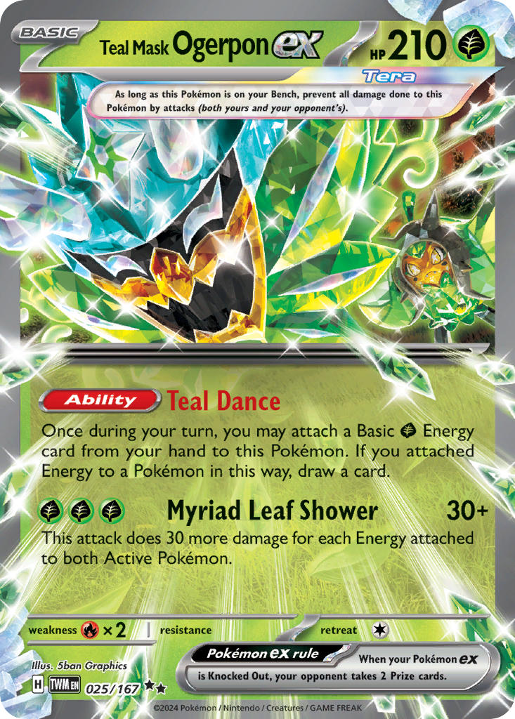 Teal Mask Ogerpon ex⁣ - Twilight Masquerade⁣ (Double Rare)⁣ [025] English / Near Mint / Normal