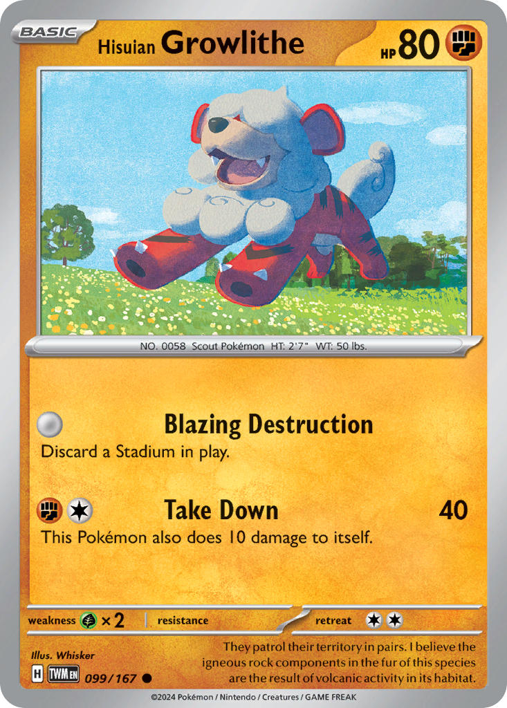Hisuian Growlithe⁣ - Twilight Masquerade⁣ (Common)⁣ [099] English / Near Mint / Reverse-Holo Normal