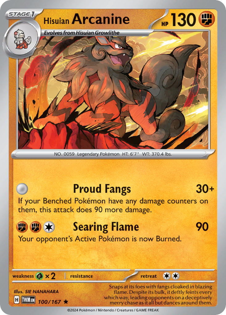 Hisuian Arcanine⁣ - Twilight Masquerade⁣ (Rare)⁣ [100] English / Near Mint / Normal