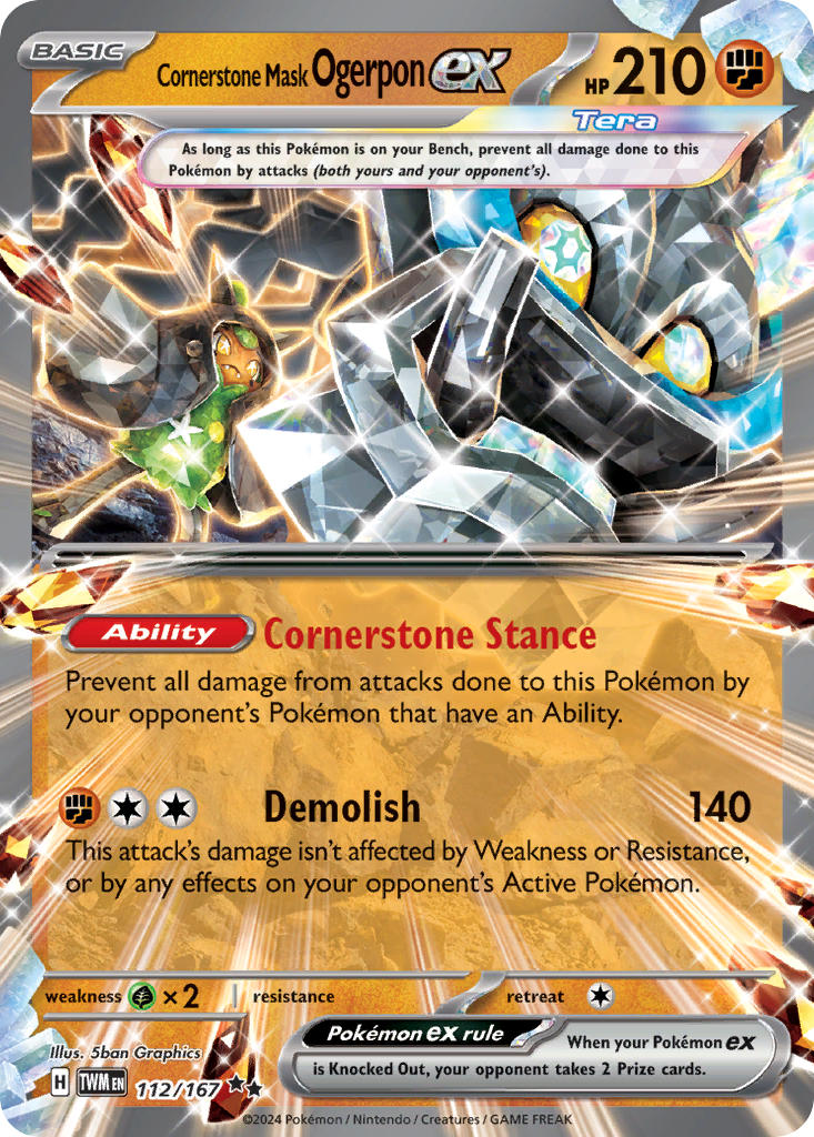 Cornerstone Mask Ogerpon ex⁣ - Twilight Masquerade⁣ (Double Rare)⁣ [112] English / Near Mint / Normal