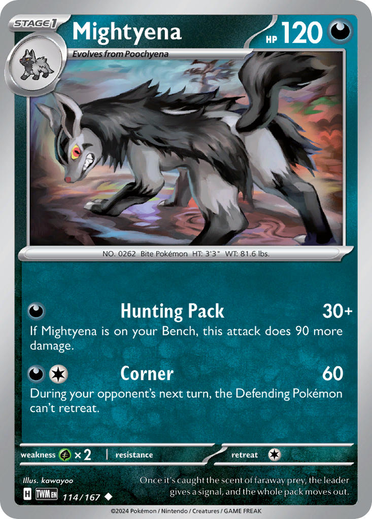 Mightyena⁣ - Twilight Masquerade⁣ (Uncommon)⁣ [114] English / Near Mint / Normal