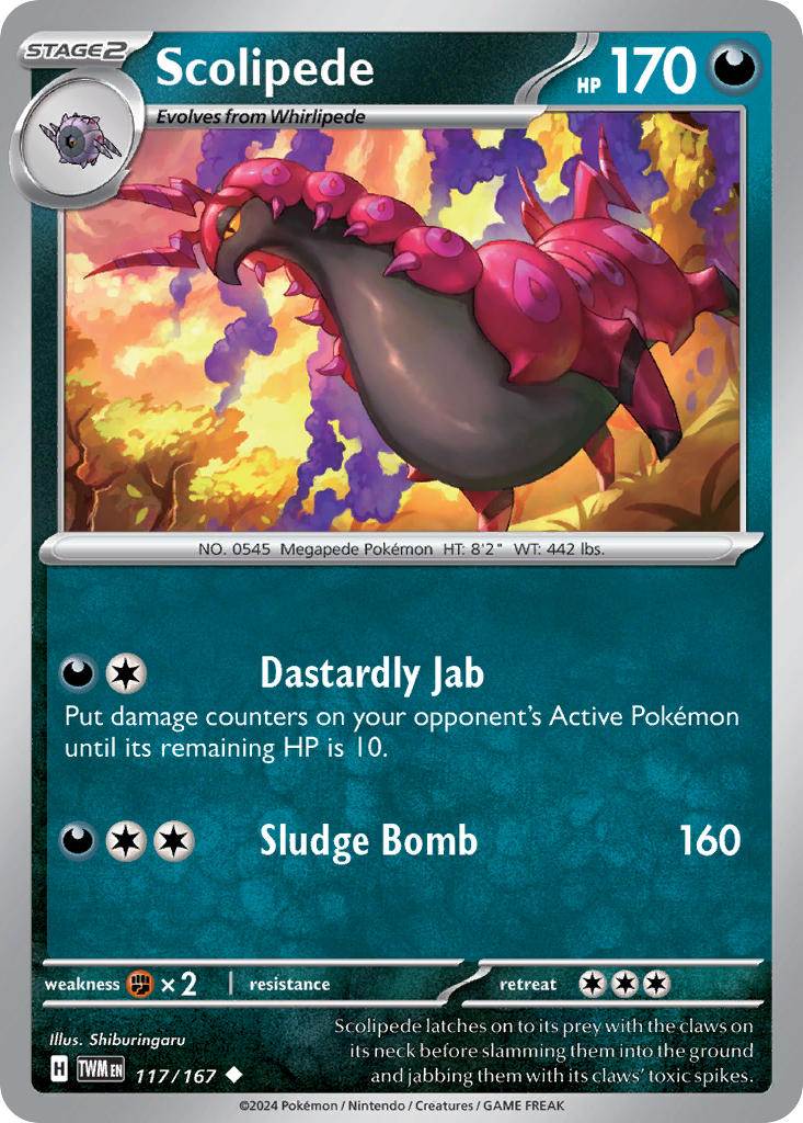Scolipede⁣ - Twilight Masquerade⁣ (Uncommon)⁣ [117] English / Near Mint / Normal