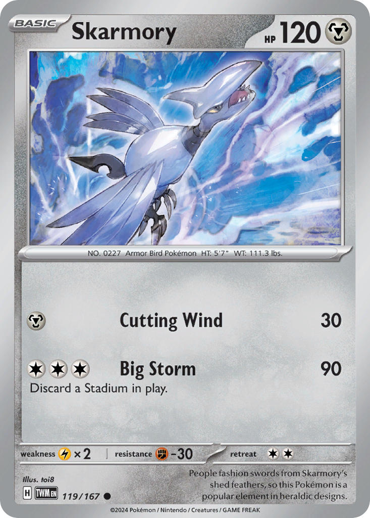 Skarmory⁣ - Twilight Masquerade⁣ (Common)⁣ [119] English / Near Mint / Normal