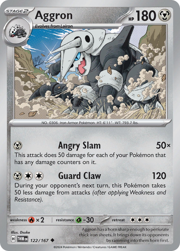 Aggron⁣ - Twilight Masquerade⁣ (Uncommon)⁣ [122] English / Near Mint / Normal
