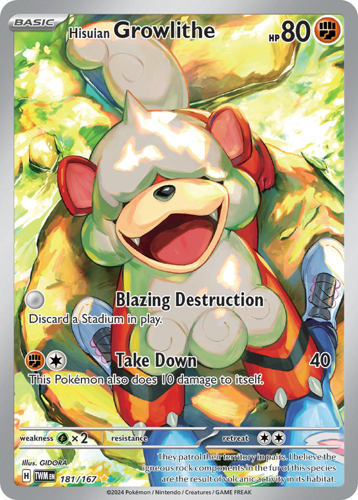 Hisuian Growlithe⁣ - Twilight Masquerade⁣ (Illustration Rare)⁣ [181] English / Near Mint / Normal