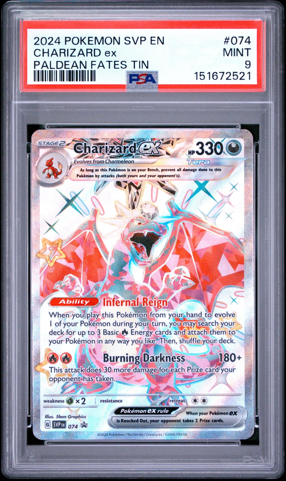 Charizard ex #074 Scarlet & Violet Promos PSA 9 - forside