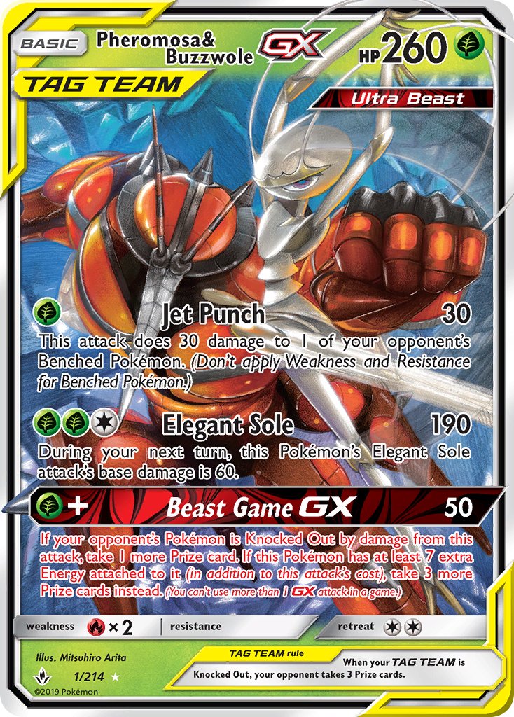 Pheromosa Buzzwole GX Unbroken Bonds Ultra Rare UNB-1 Kortspil