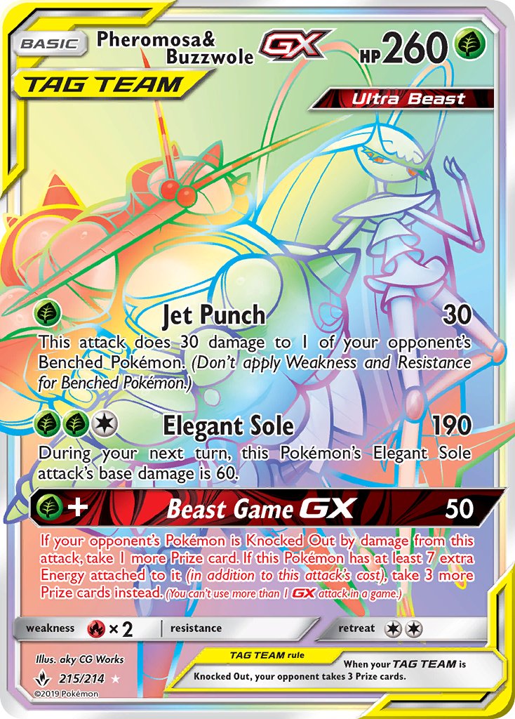 Pheromosa & Buzzwole GX - Unbroken Bonds (Secret Rare) [UNB-215] English / Near Mint / Normal