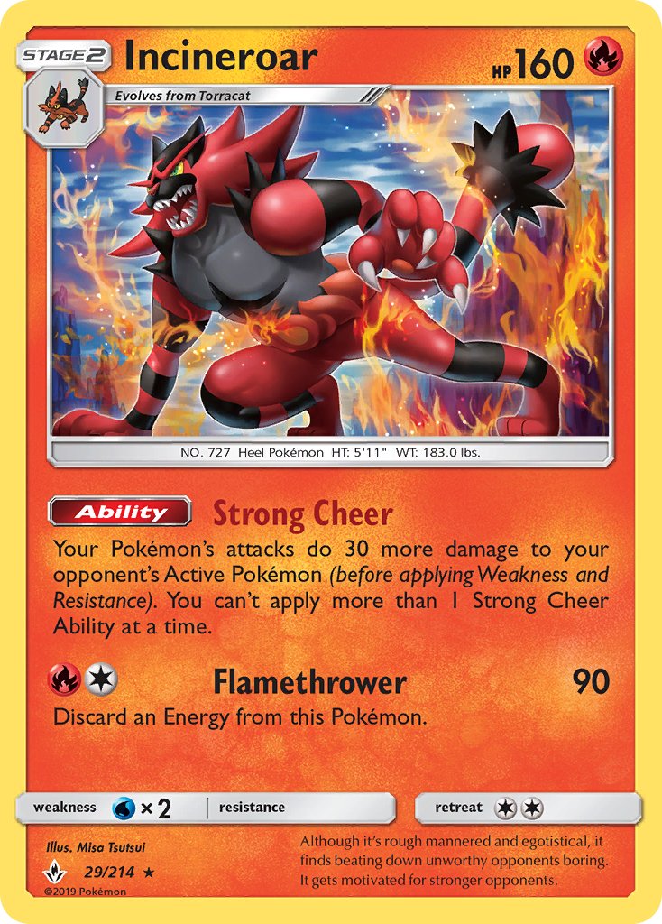 Incineroar - Unbroken Bonds (Rare) [UNB-29] English / Near Mint / Normal